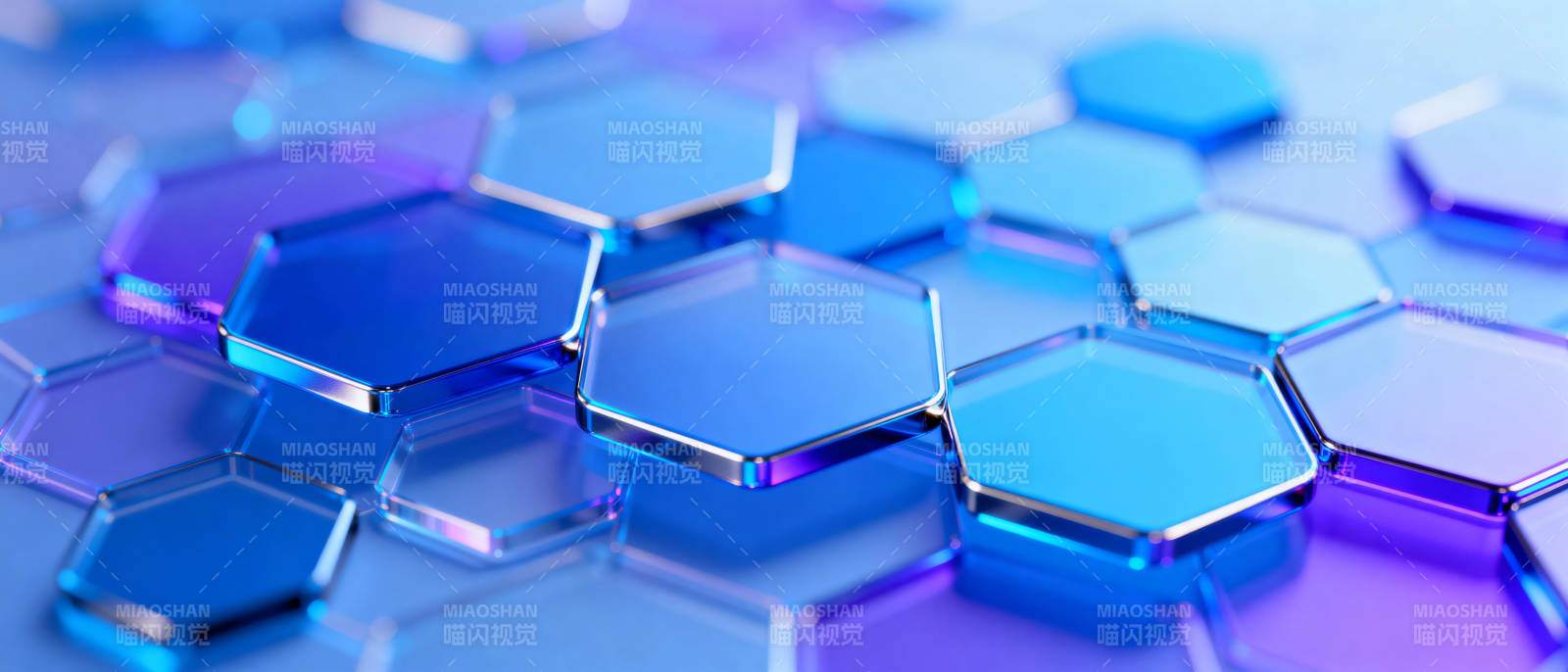 蓝色六边形晶格图片
