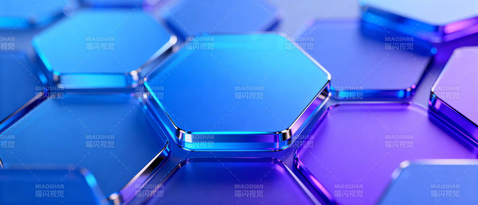 蓝色六边形晶格图片