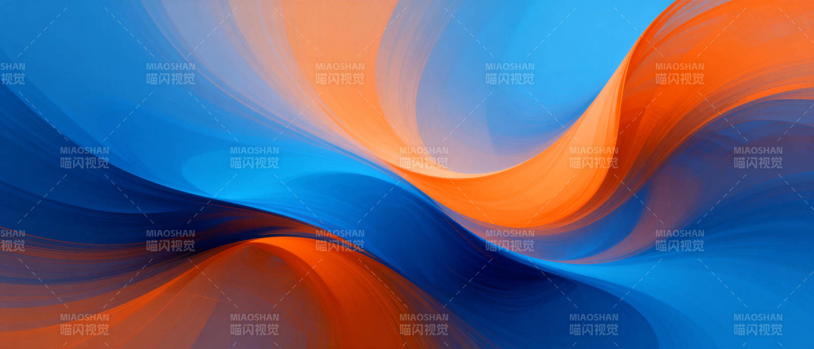 蓝橙交织的流动艺术图片