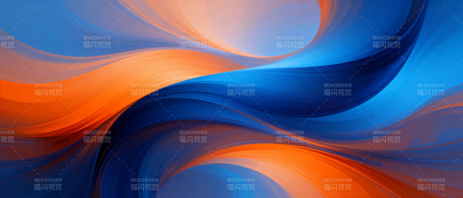 蓝橙交织的流动艺术图片