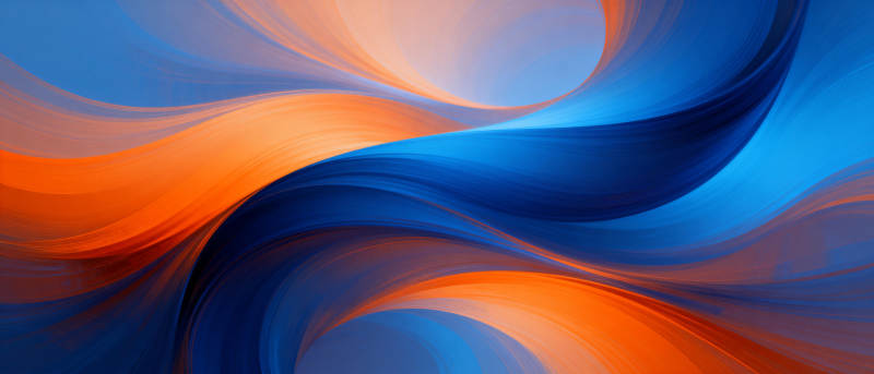 蓝橙交织的流动艺术图片