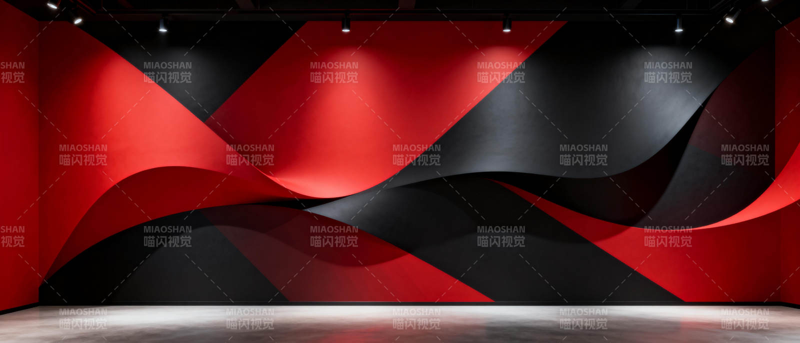 红黑波浪艺术墙图片