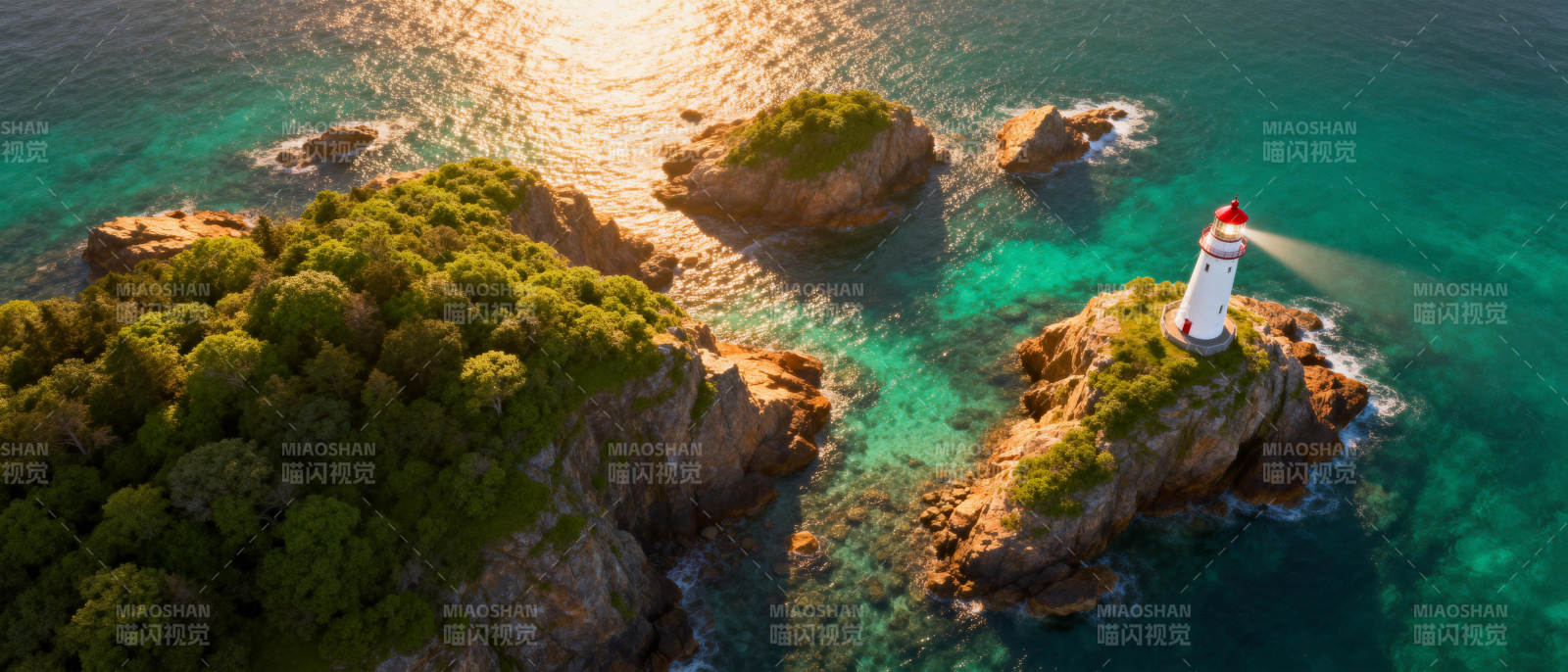 灯塔海景航拍图片