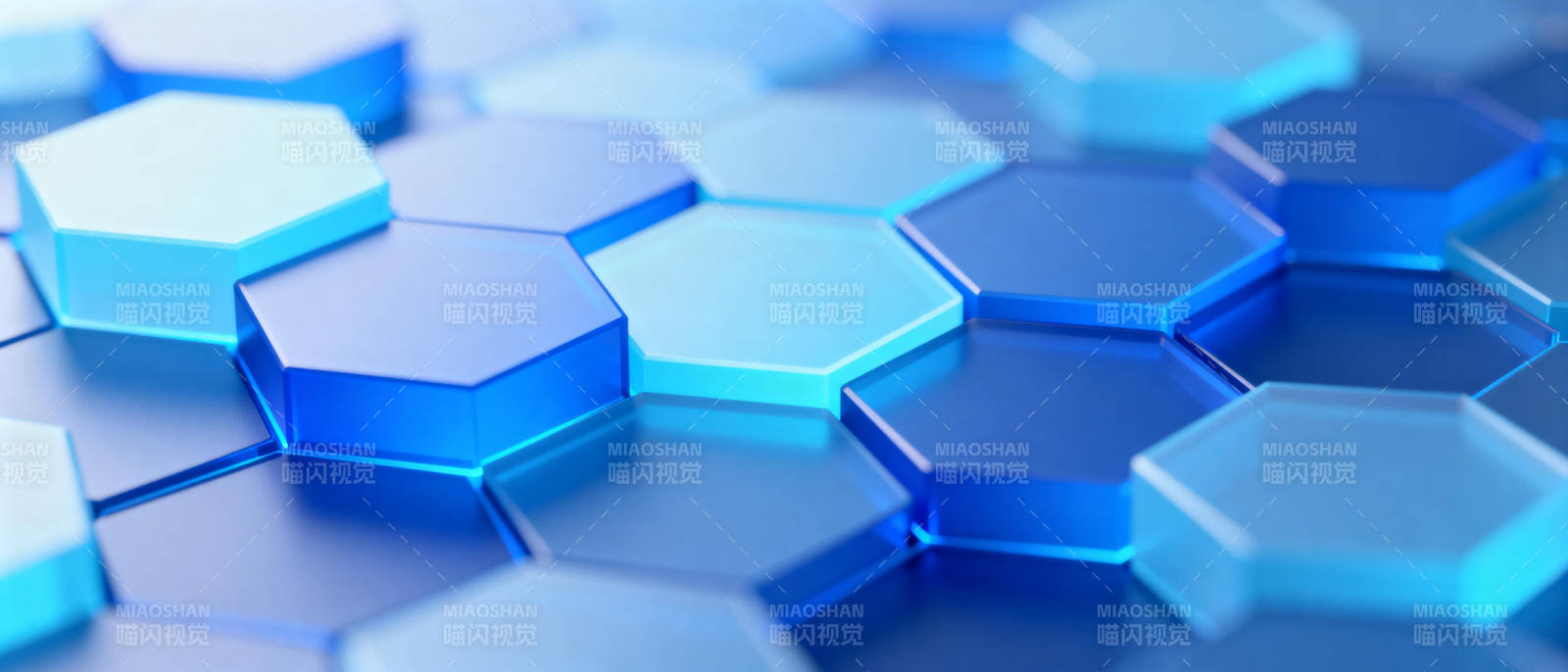 蓝色六边形科技感图片