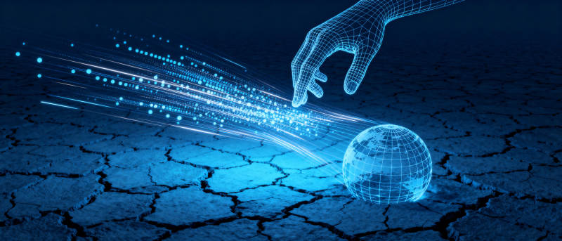 数字之手触碰地球图片