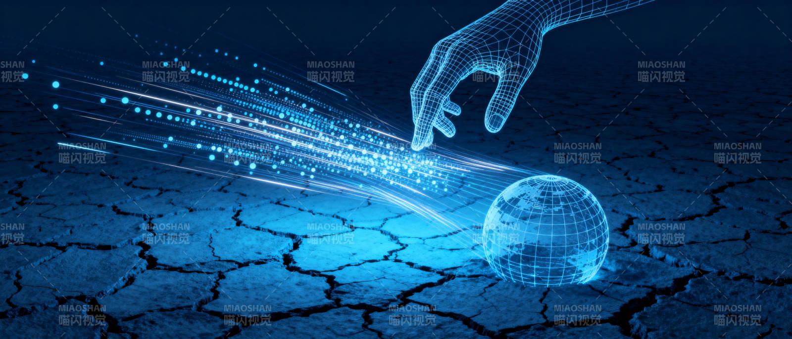 数字之手触碰地球图片