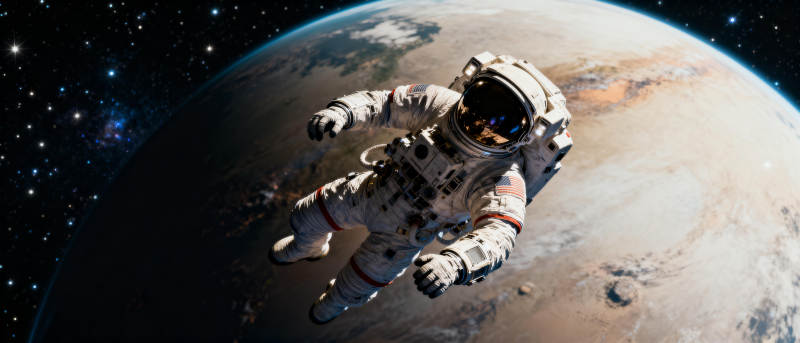 宇航员太空漫游图片