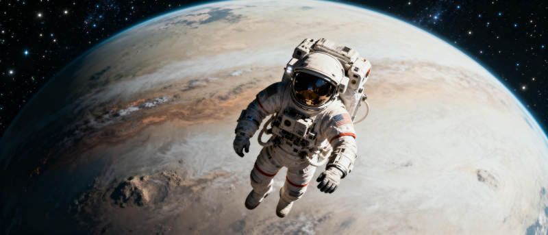 宇航员太空行走图片