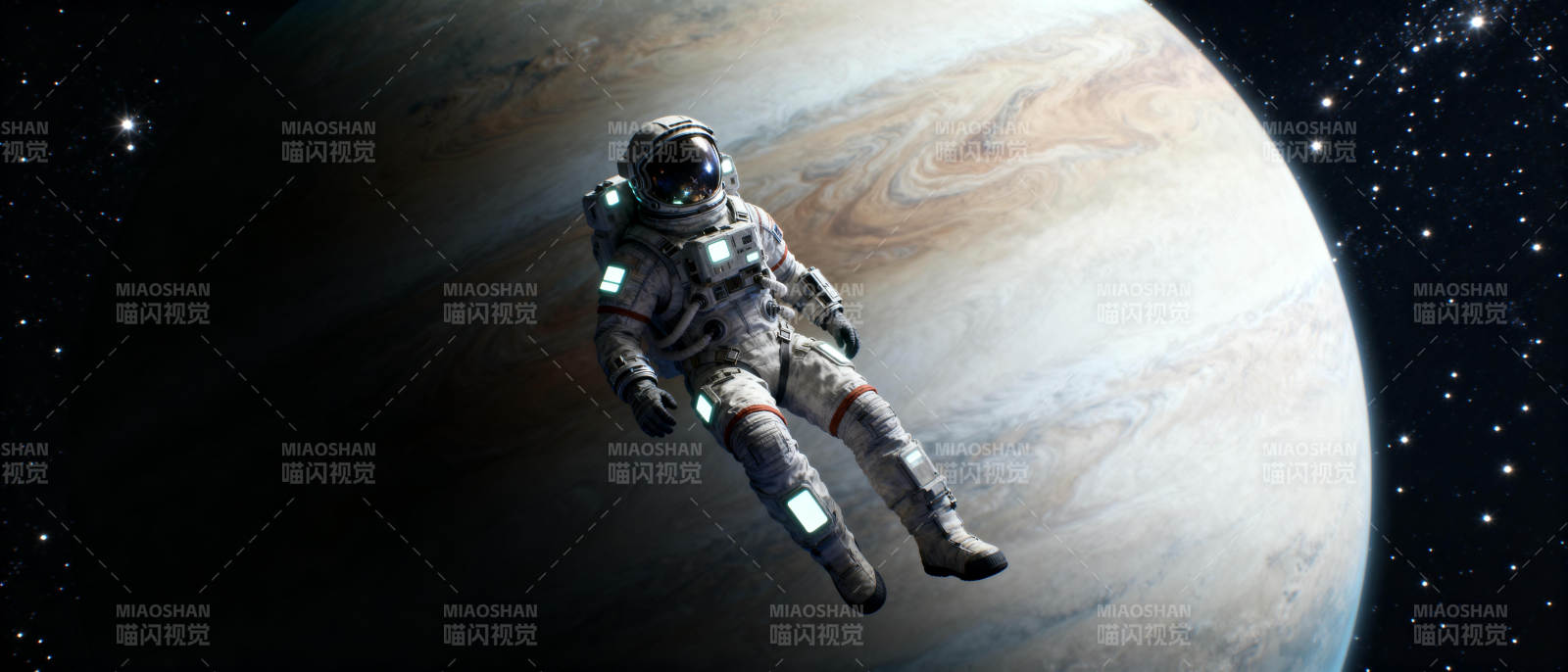 宇航员漂浮木星前图片