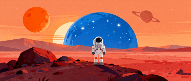 宇航员眺望星空图片