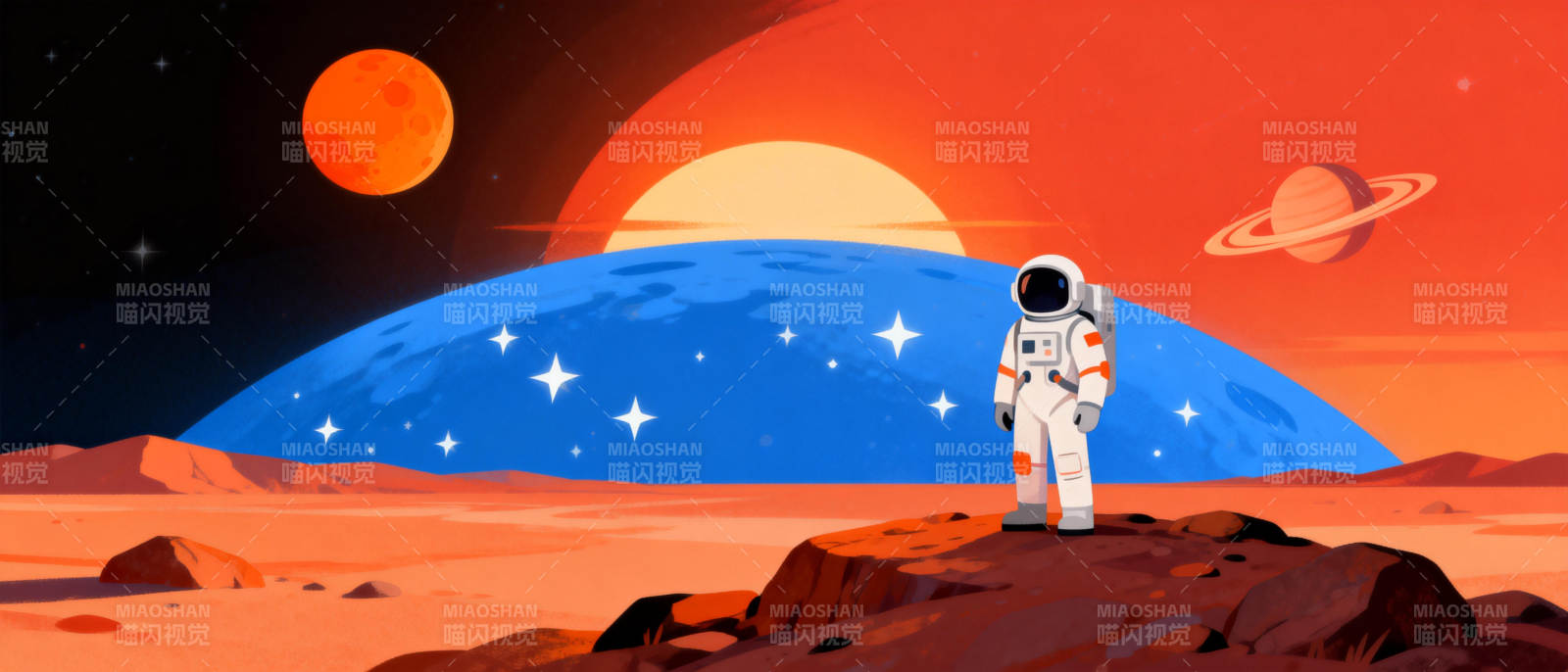 宇航员眺望星河图片