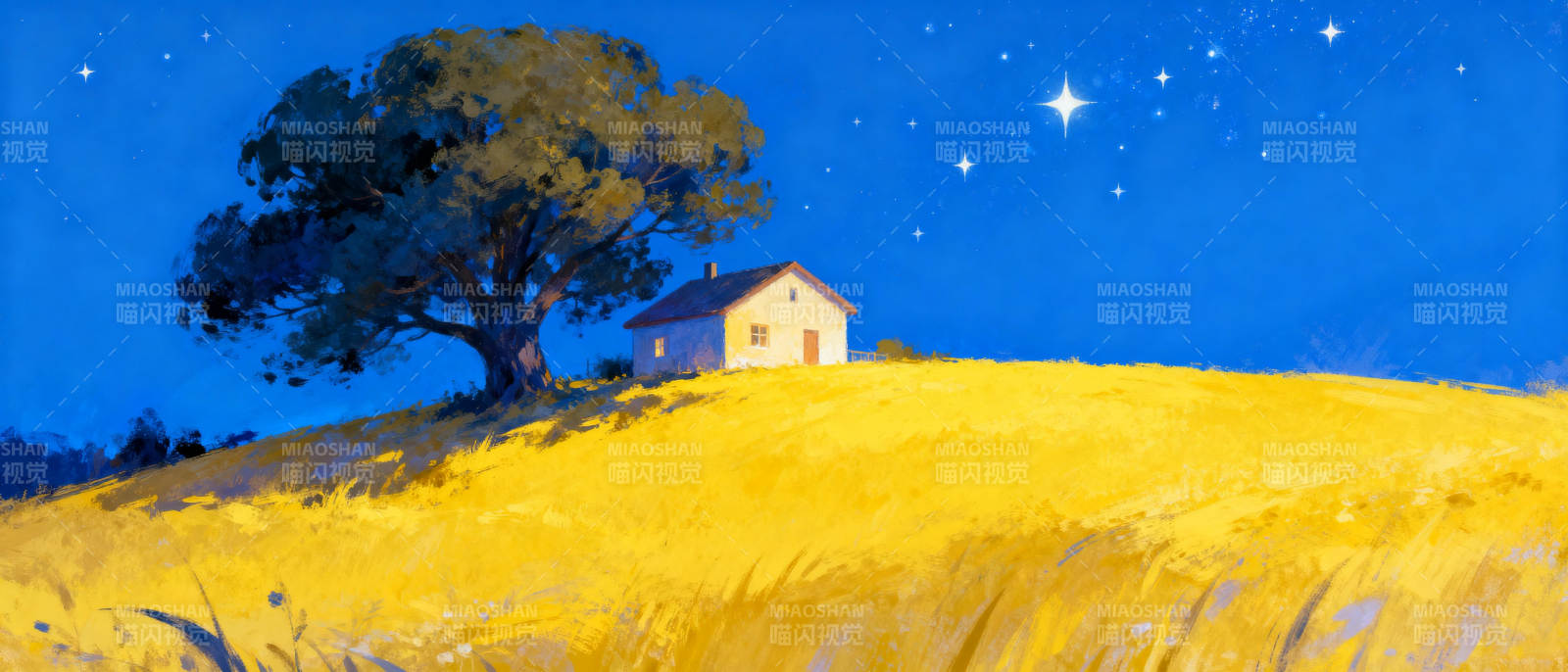 星空下的小屋图片