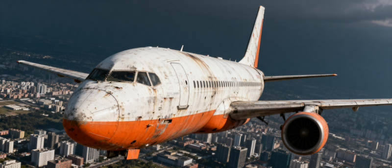 飞机飞越城市上空图片