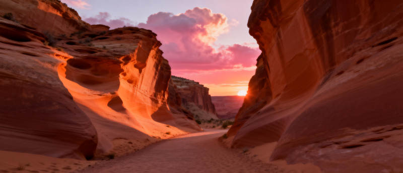 峡谷日落美景图片