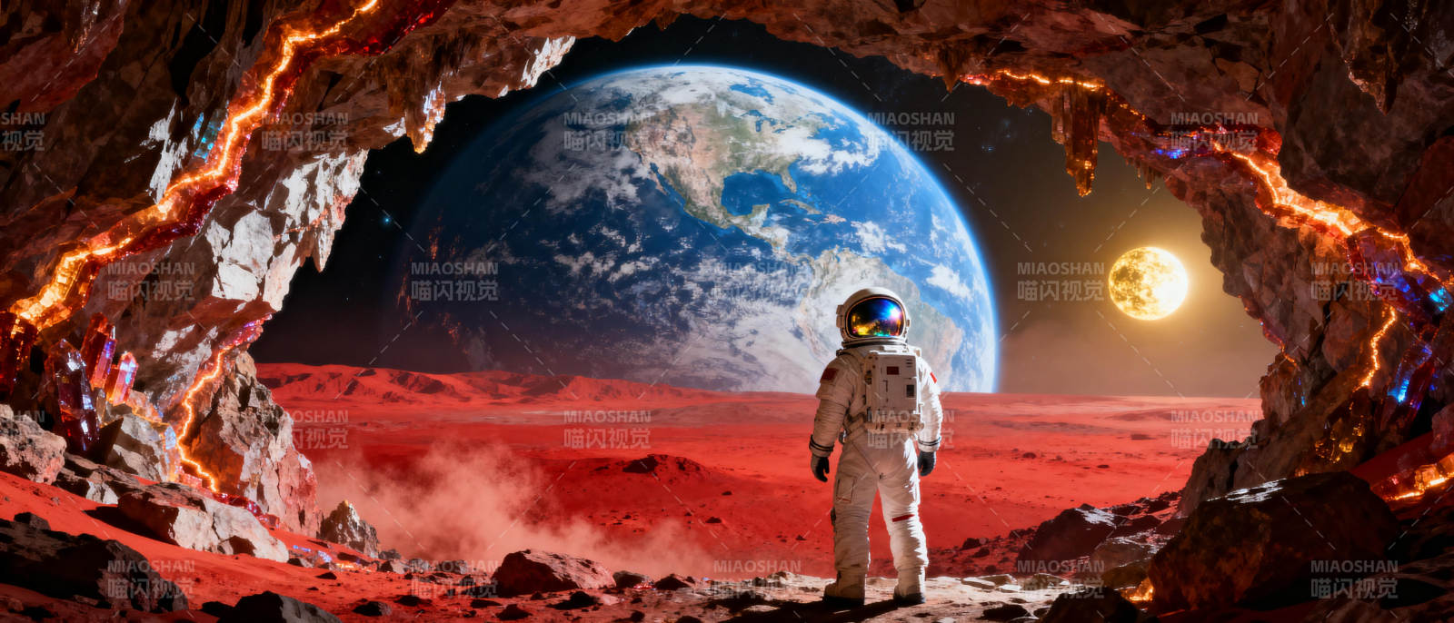 火星洞穴望地球图片