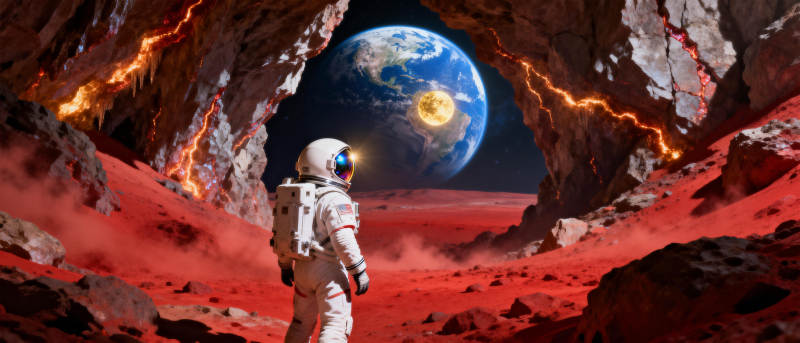 宇航员眺望地球图片