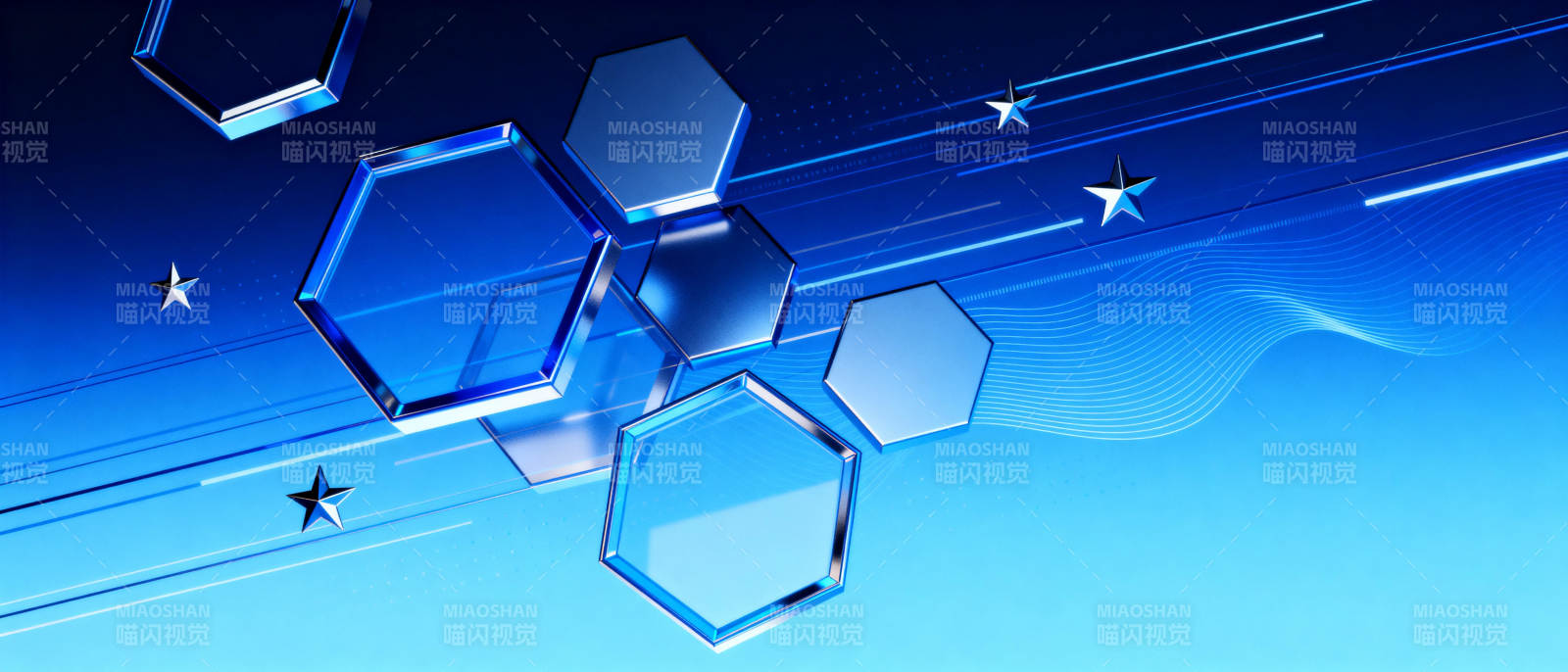 蓝色几何科技感图片