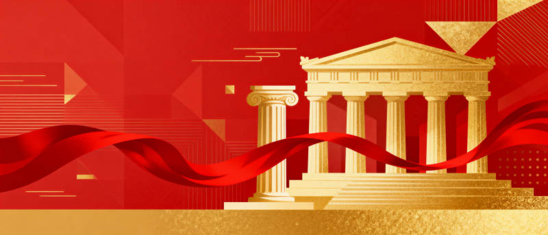 金色殿堂红绸飘图片