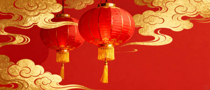 红灯笼迎新春图片