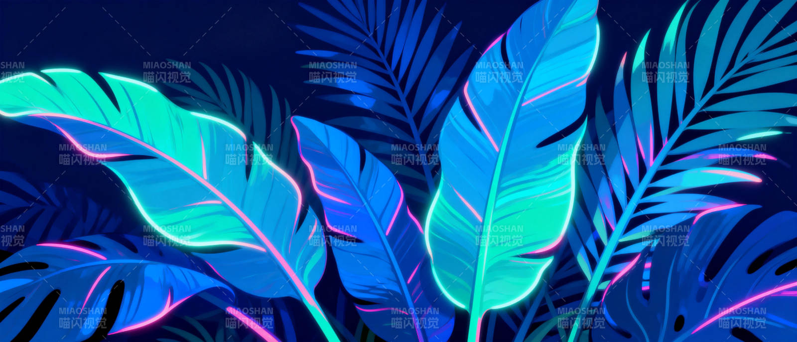 霓虹热带叶图片