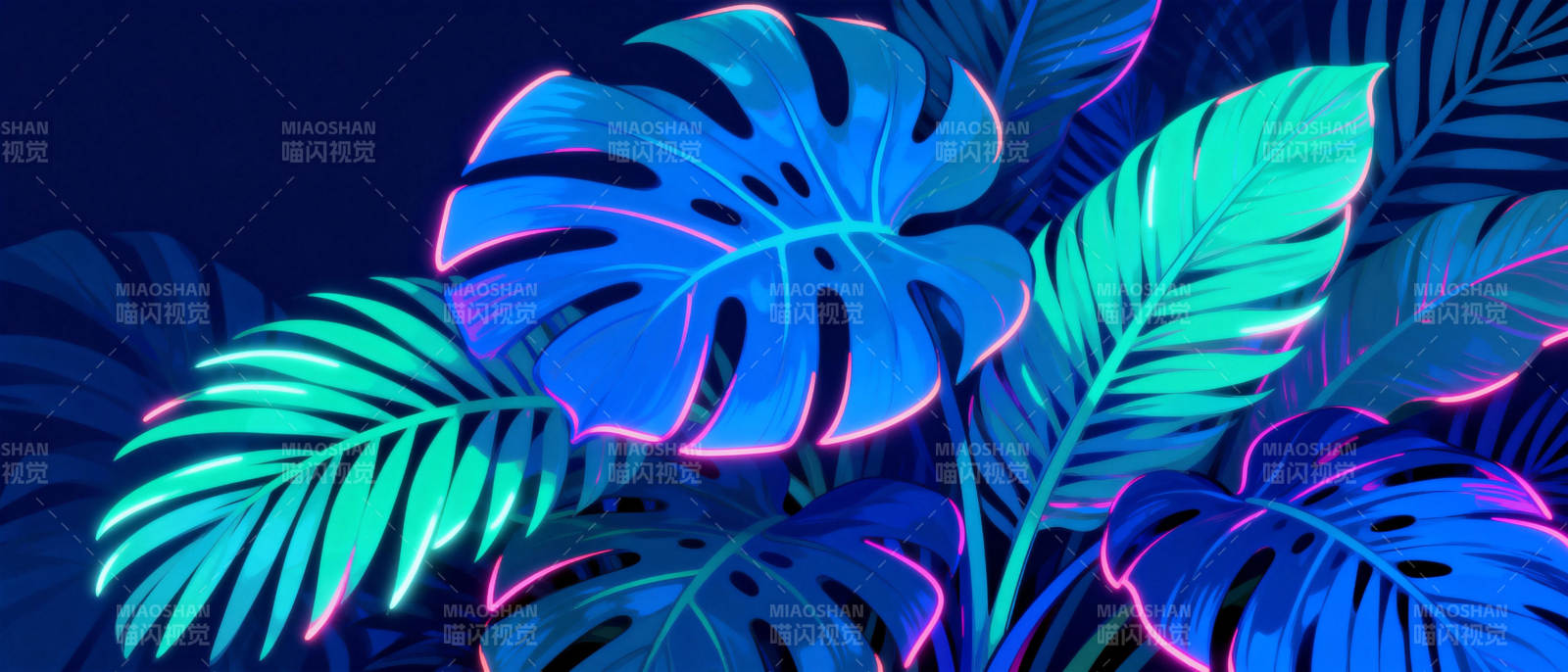 霓虹热带叶图片
