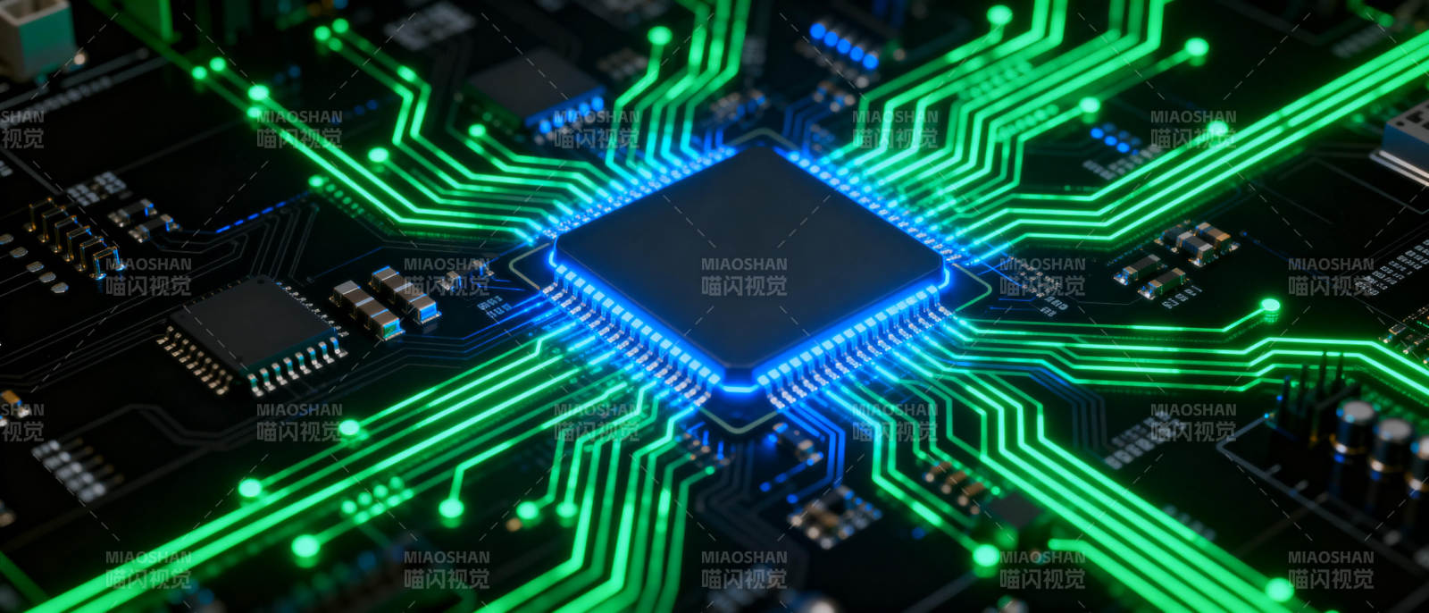 芯片电路发光图图片