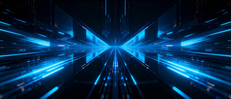 蓝色光速隧道图片