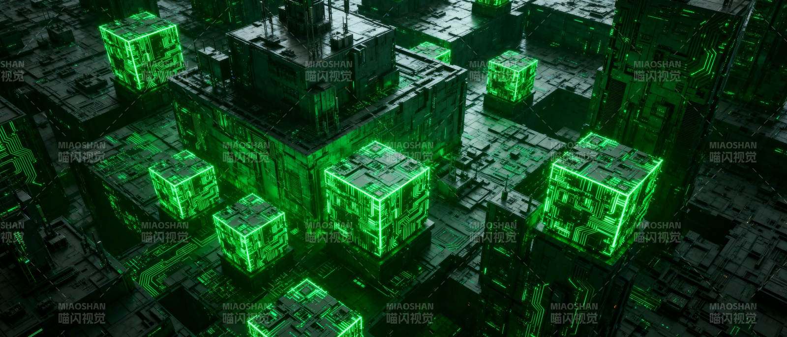 绿色方块城市图片