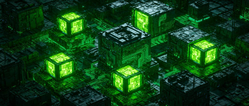 绿色立方体矩阵图片