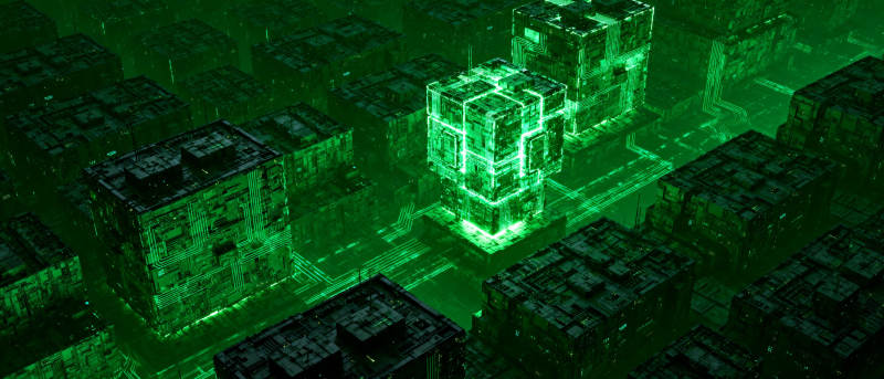 绿色立方体矩阵图片