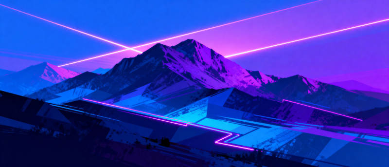 霓虹山峦夜景图片