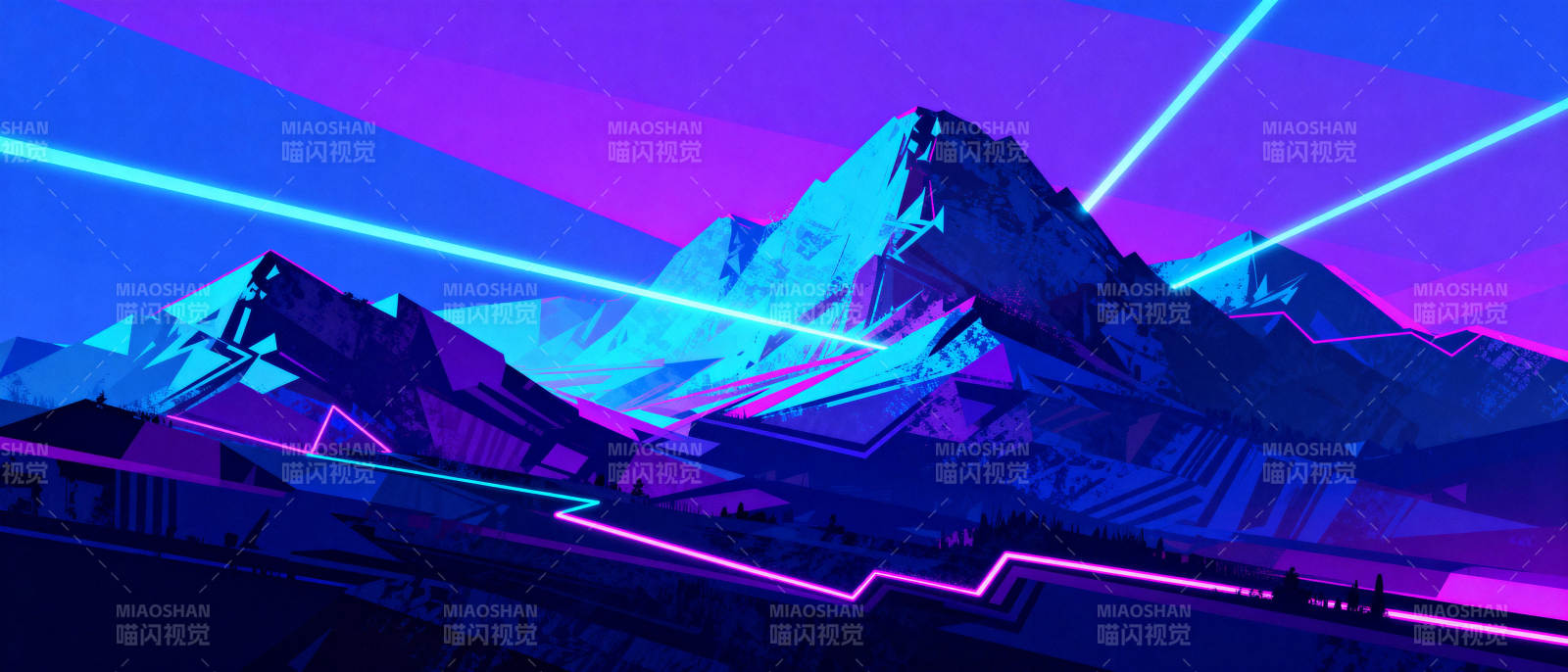霓虹山峦图片