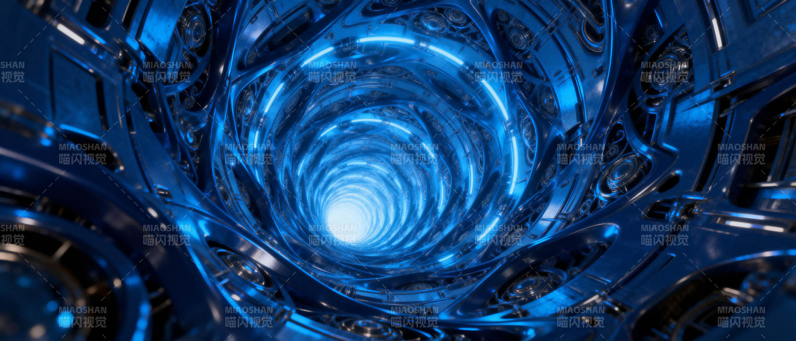 蓝色科技隧道图片