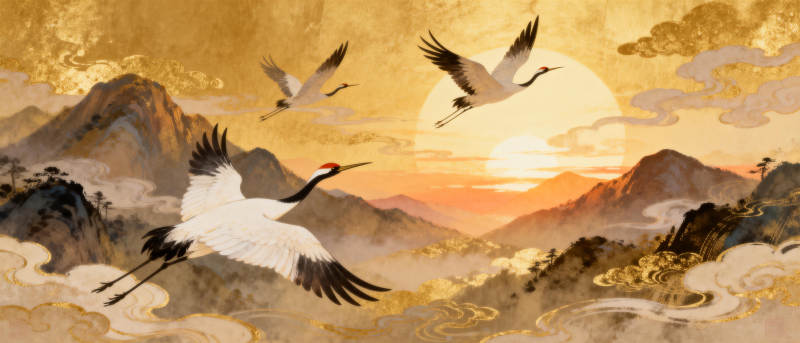 仙鹤凌云图图片