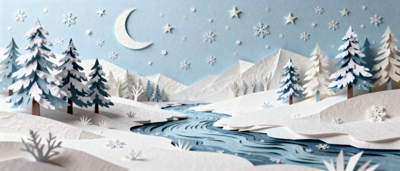 冬夜雪景图图片