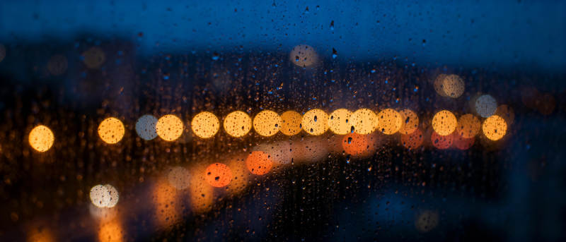 雨夜灯火朦胧图片