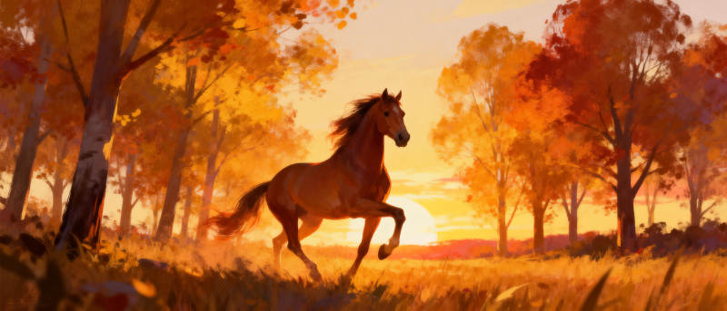 秋日奔马图片