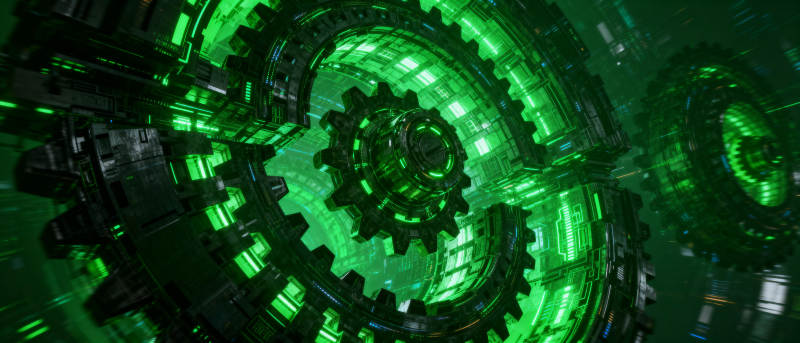 绿色机械齿轮隧道图片