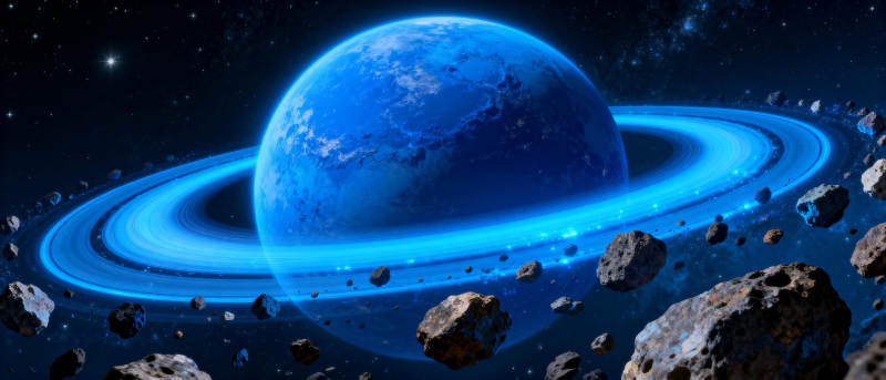 蓝色星球与光环图片