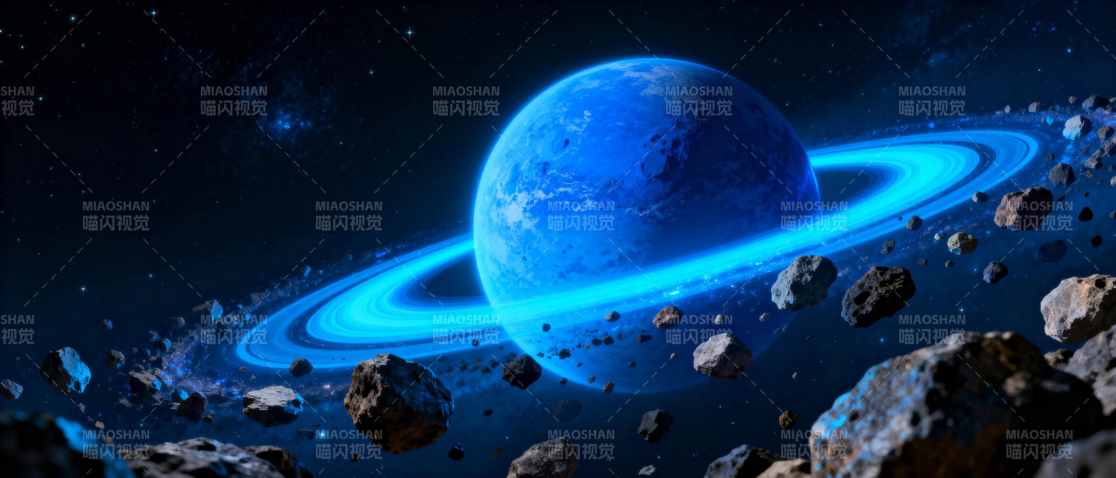 蓝色星环宇宙奇景图片