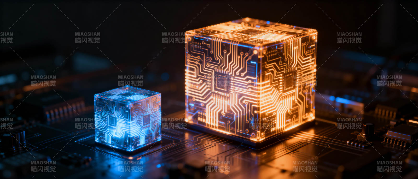 科技立方体光影图片