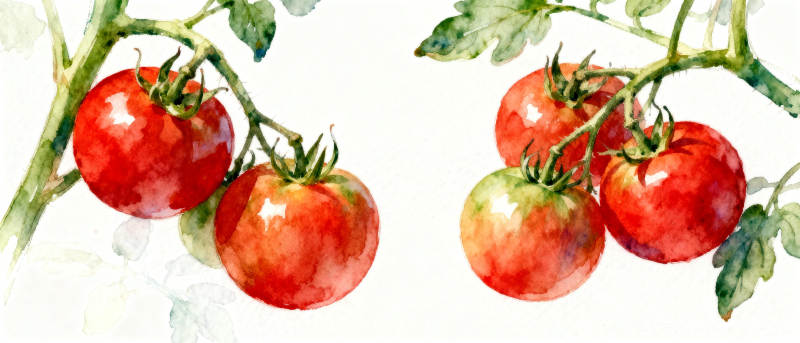 水彩番茄枝头挂图片