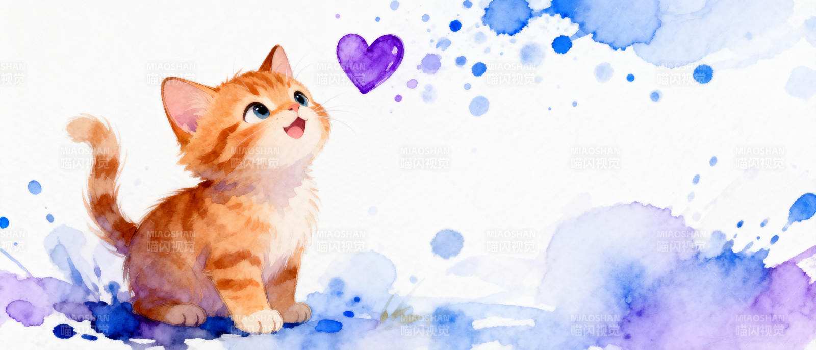 小猫与爱心图片