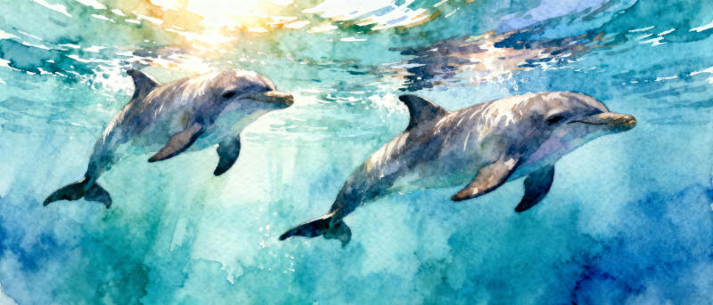 海豚共舞碧波中图片