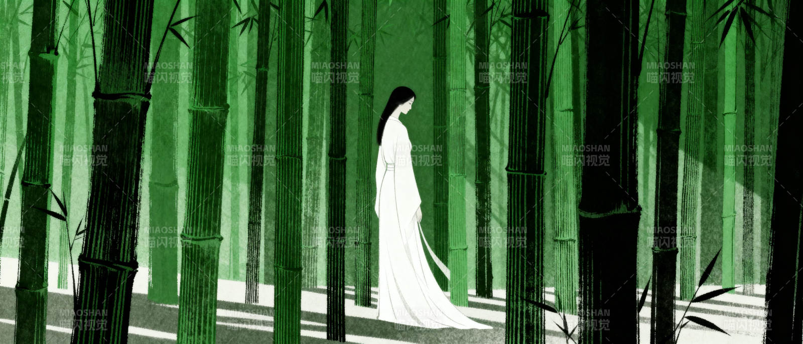竹林白衣人图片