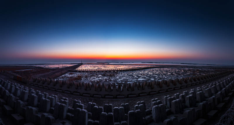 日落海港全景  滴水湖图片