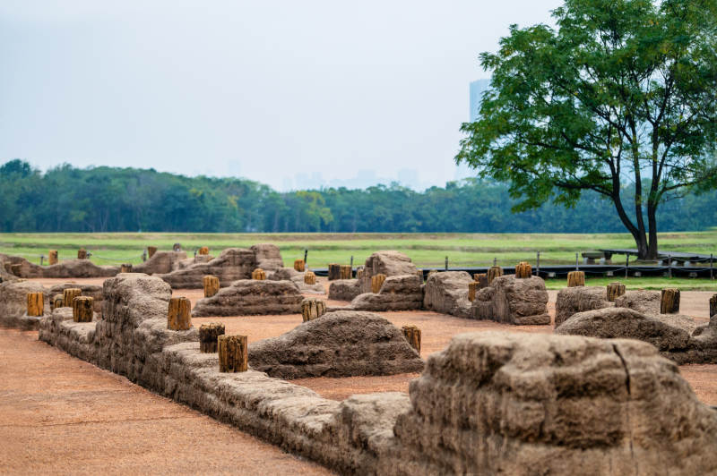 稻草堆的田野景观图片