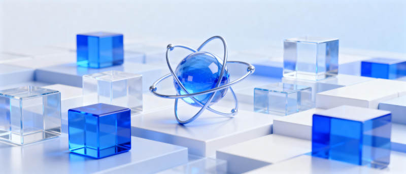 科技立方体与原子模型图片