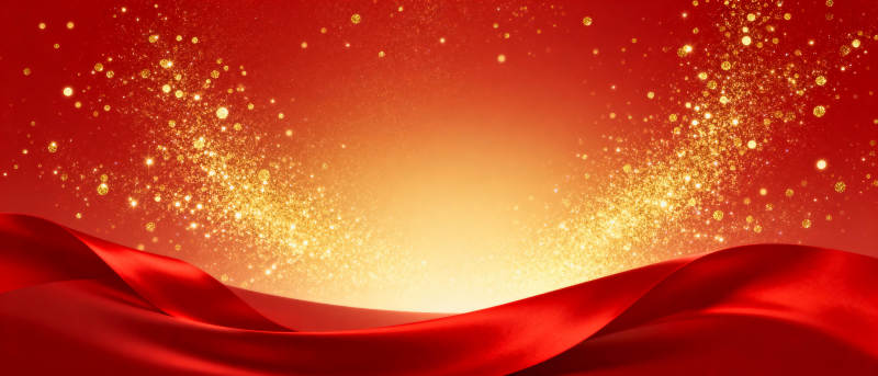 璀璨红绸夜图片