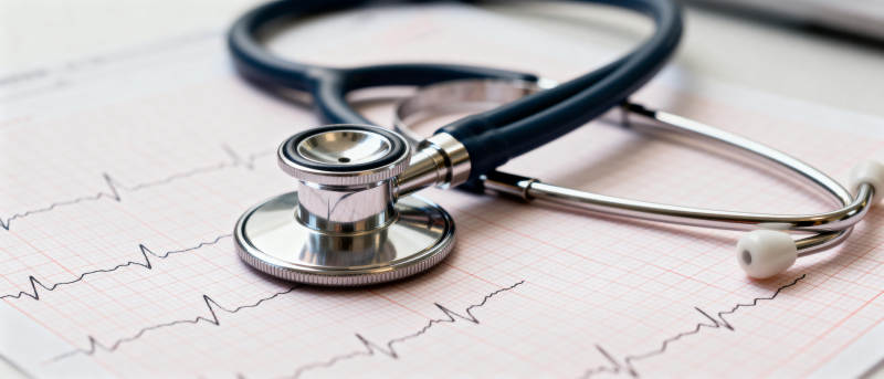 听诊器与心电图图片